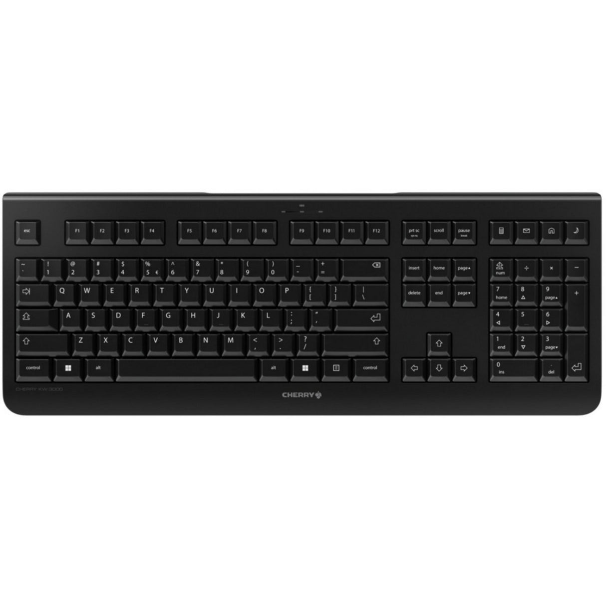 Cherry kw 3000 tastatur (sort, eu-layout (qwerty), gummikuppel, 100%, 2,4ghz)