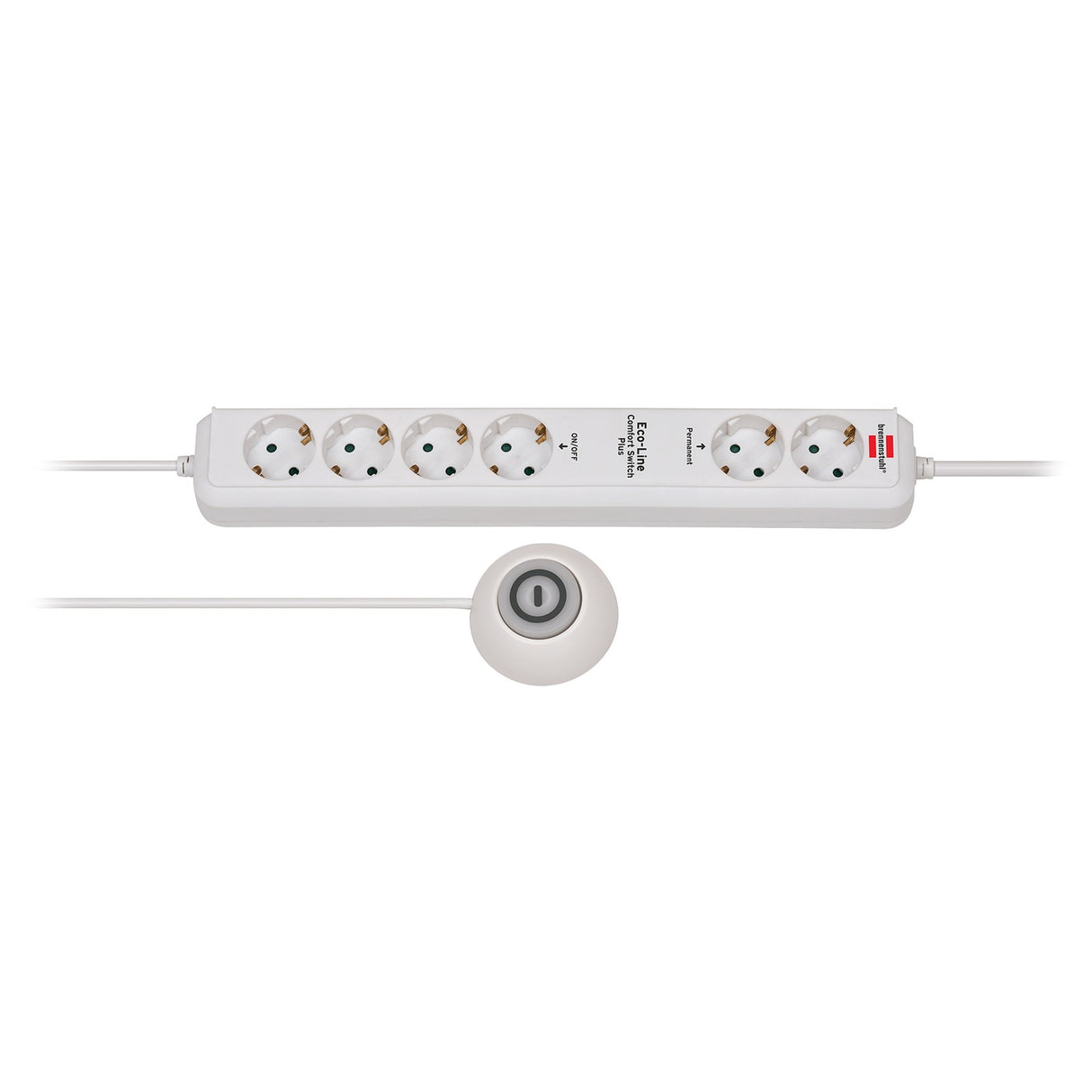 Brennerstuhl eco-line strømskinne komfortafbryder plus el csp 24 6-vejs hvid 1,5m h05vv-f 3g1,5 2 permanent, 4 omskiftelig ekstern fodkontakt