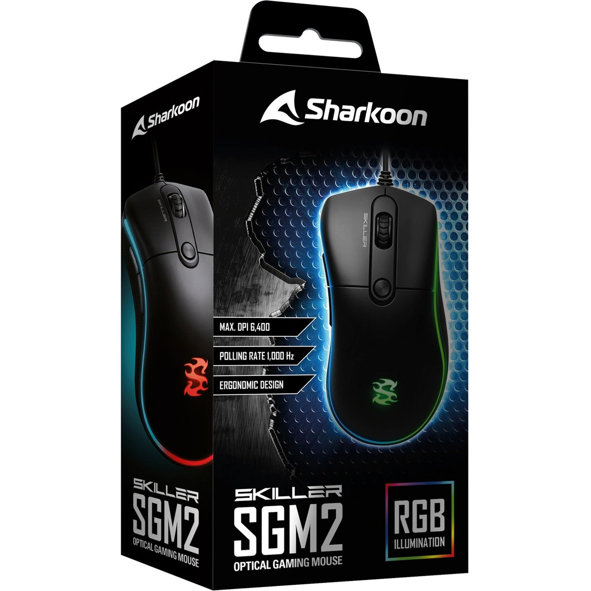 Sharkoon skiller sgm2 optisk gamingmus (sort, 400 - 6400 dpi, rgb LED'er)