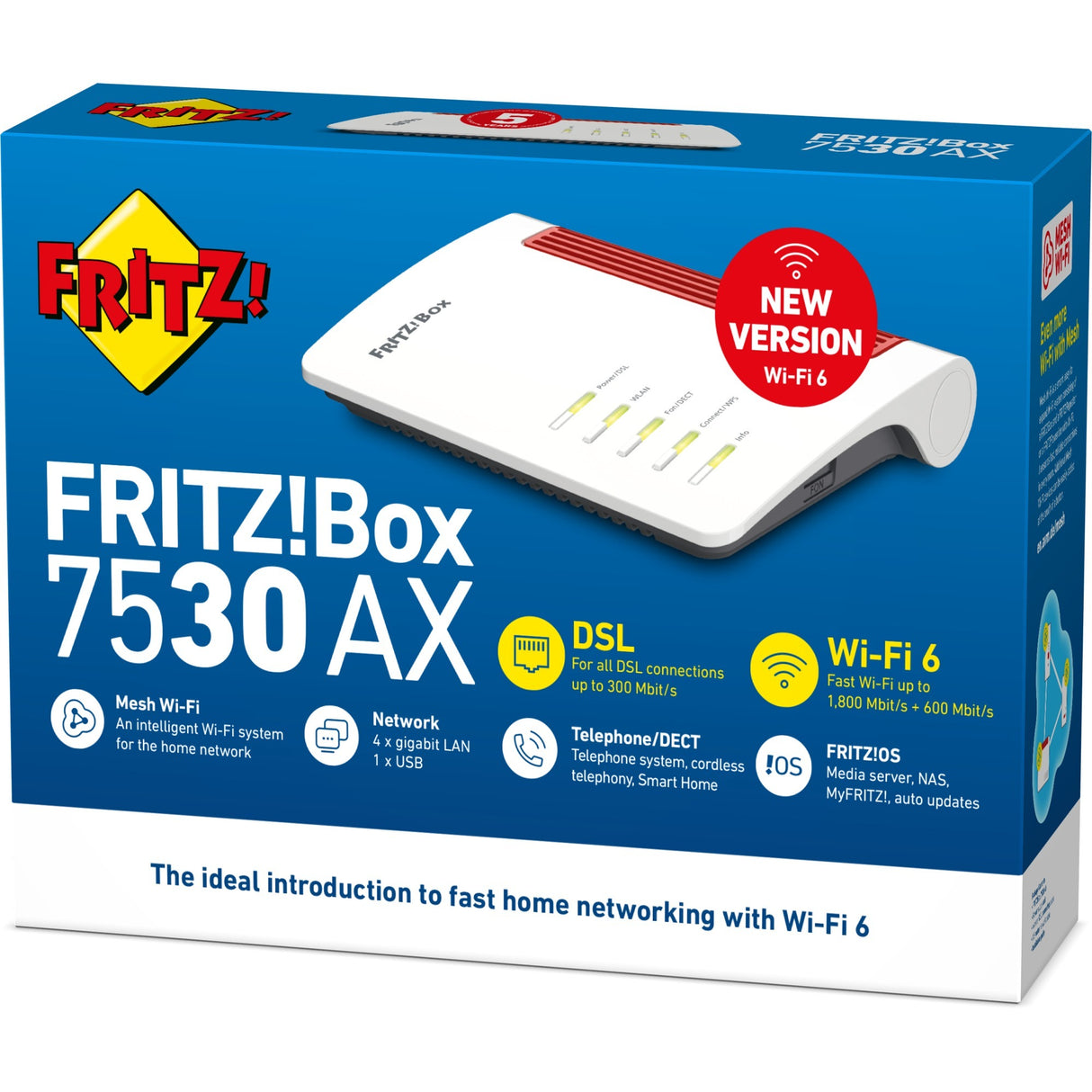 Fritz! box 7530 axe international router (hvid rød, mesh wi-fi)