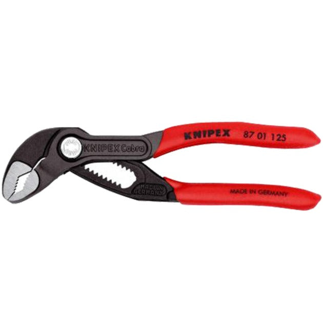 Knipex cobra 125 mm svensk vandpumpetang (røde, takkede grebflader)
