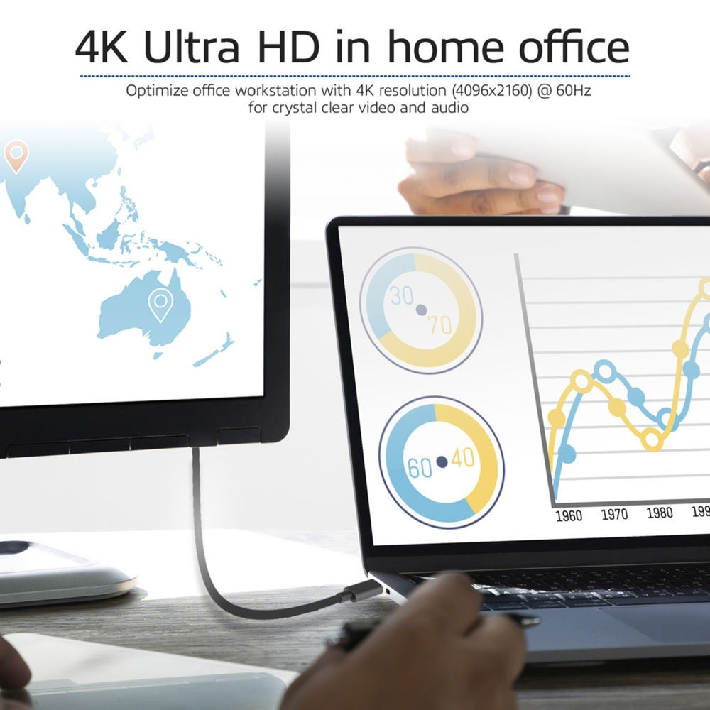 Akt-tilslutning USB-C til DisplayPort-kabel (sort, 2 meter, ac7325, 60hz 4k (2160p))