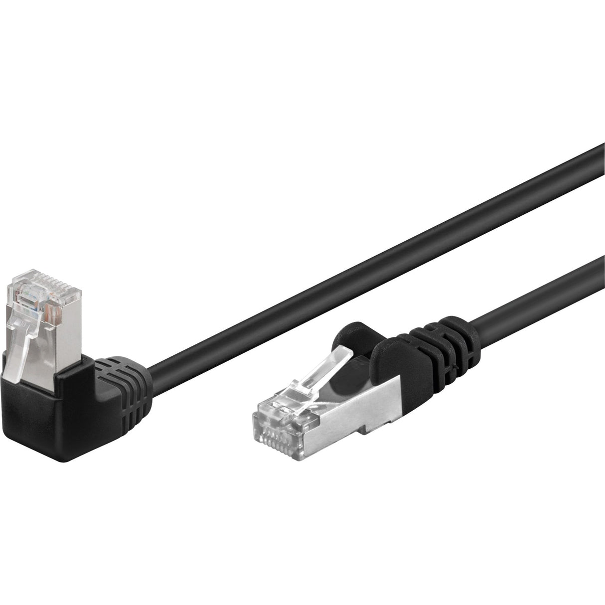 Goobay patch kabel cat 5e 90° f utp 0,5m (sort)