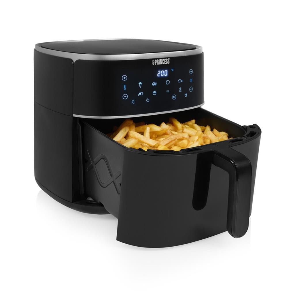Princess 182254 digital luftfrituregryde 8l varmluftsfrituregryde (sort, 8 liter | varmluft | justerbar luftfriturestativ | BPA-fri)