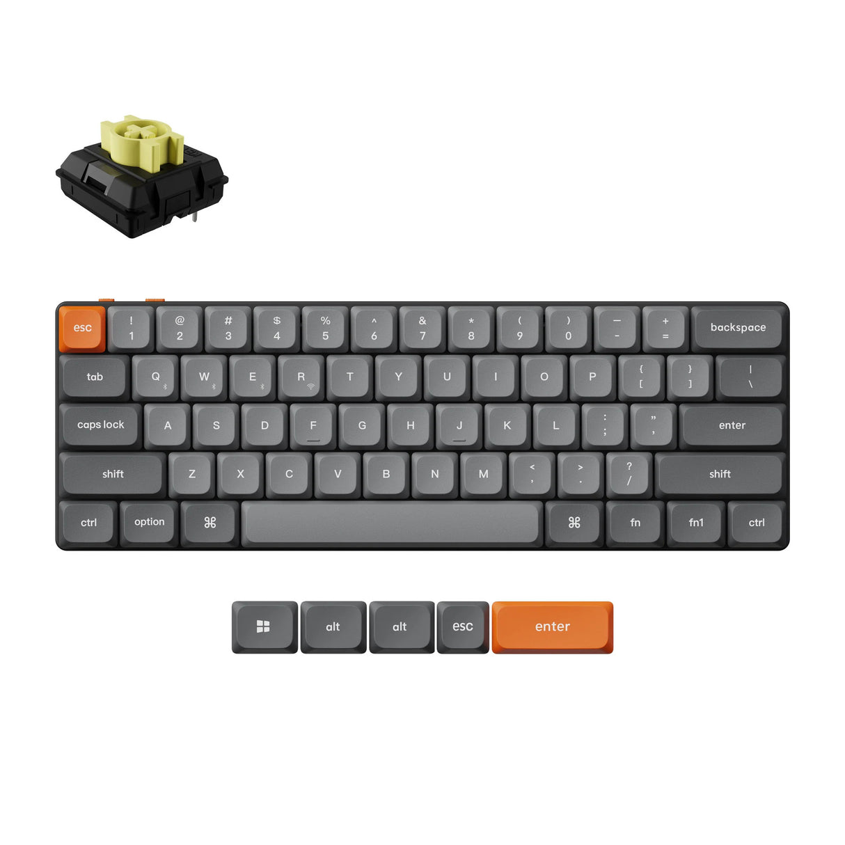 Keychron K9 Max-H4 RGB mekanisk tastatur (sort, amerikansk layout (QWERTY), milk pom banana, 60%, RGB LED'er, double-shot PBT, hot swap, USB-C | 2,4 GHz | Bluetooth 5.1)