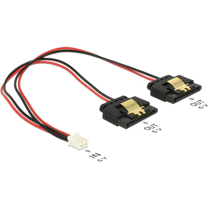 Delock power 2-benet hun > 2 x SATA 15-bens splitterkabel (sort rød, 0,2 meter)