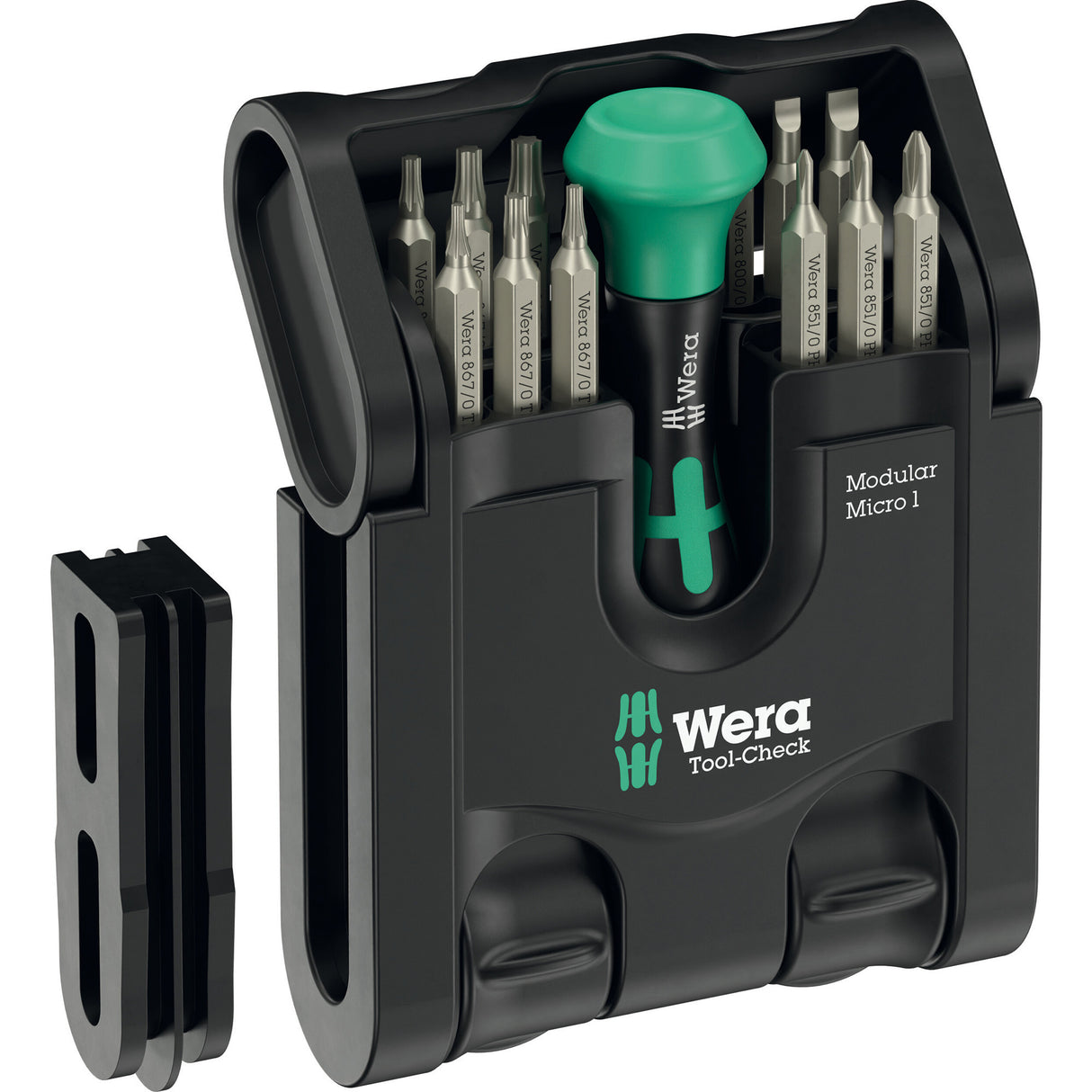 Wera tool-check modulært mikro 1 bitsæt med 21 dele (sort grøn)