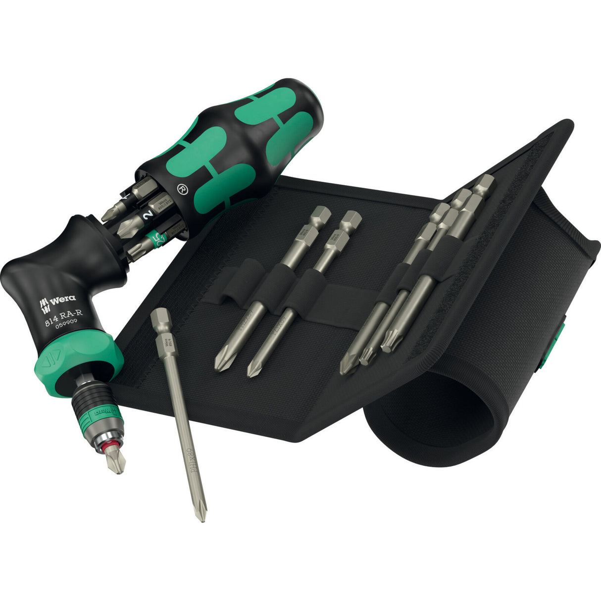 Wera kraftform kompakt pistol ra -r 2, 13-delt bit sæt (sort grøn)