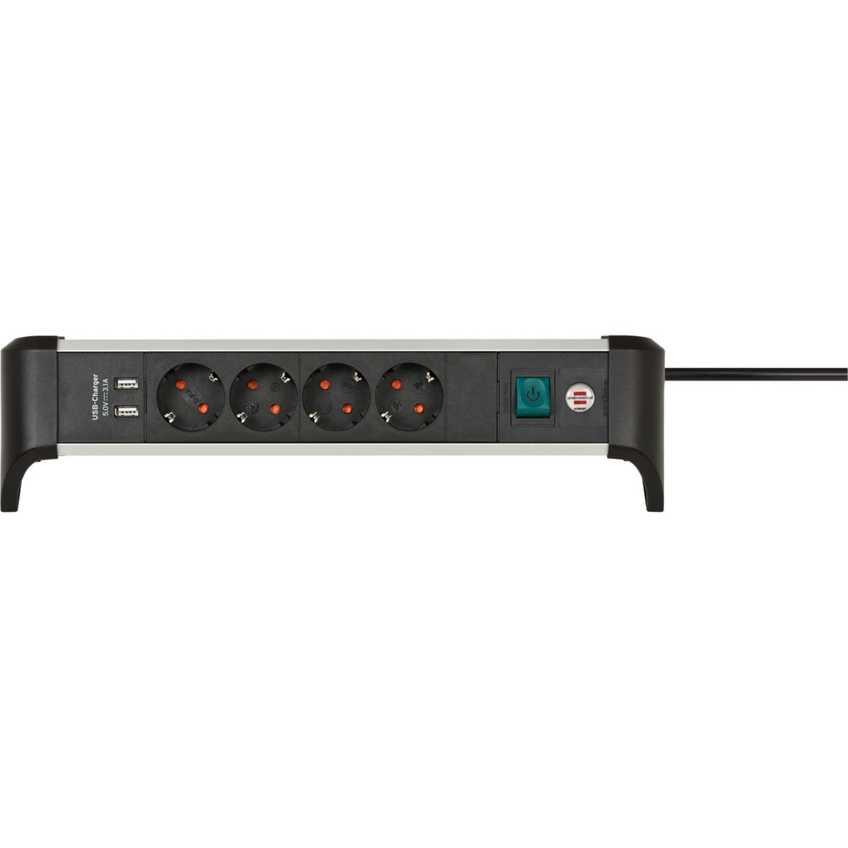 Brennerstuhl aluminium kontor-line strømskinne med USB-opladningsfunktion, 4-vejs skiftende strømskinne