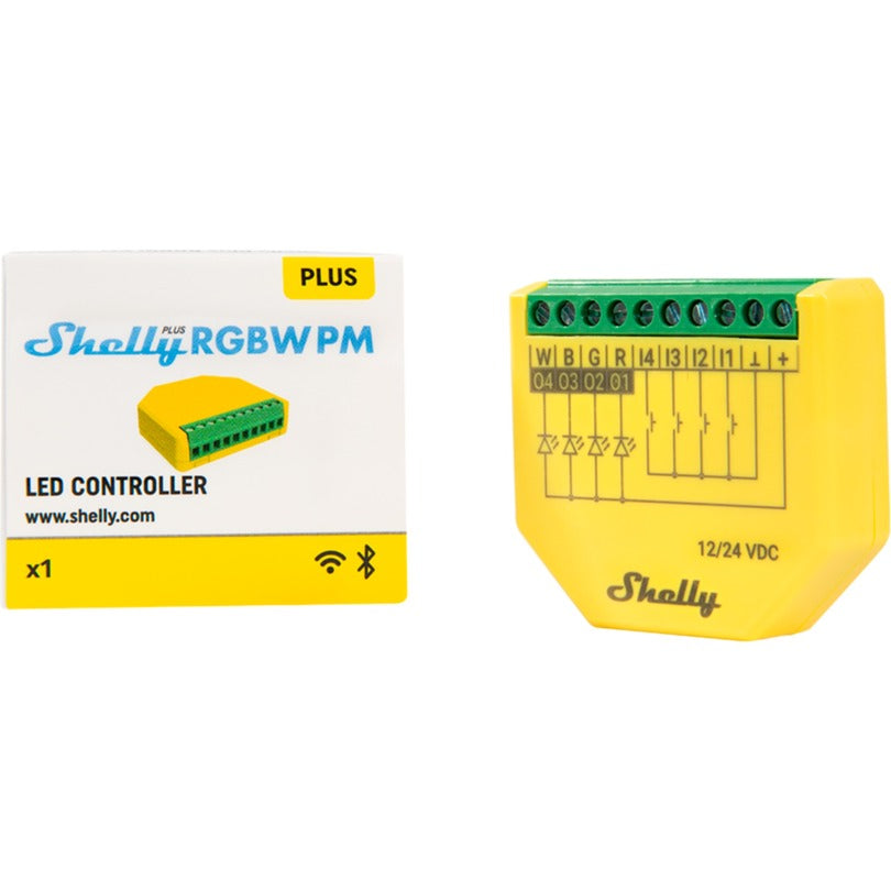 Shelly plus rgbw pm relæ (gul)