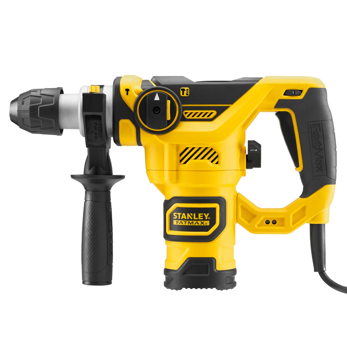 Stanley Fatmax 1250W pneumatisk borehammer med 3-delt mejselsæt (gul sort, SDS+, med kasse)