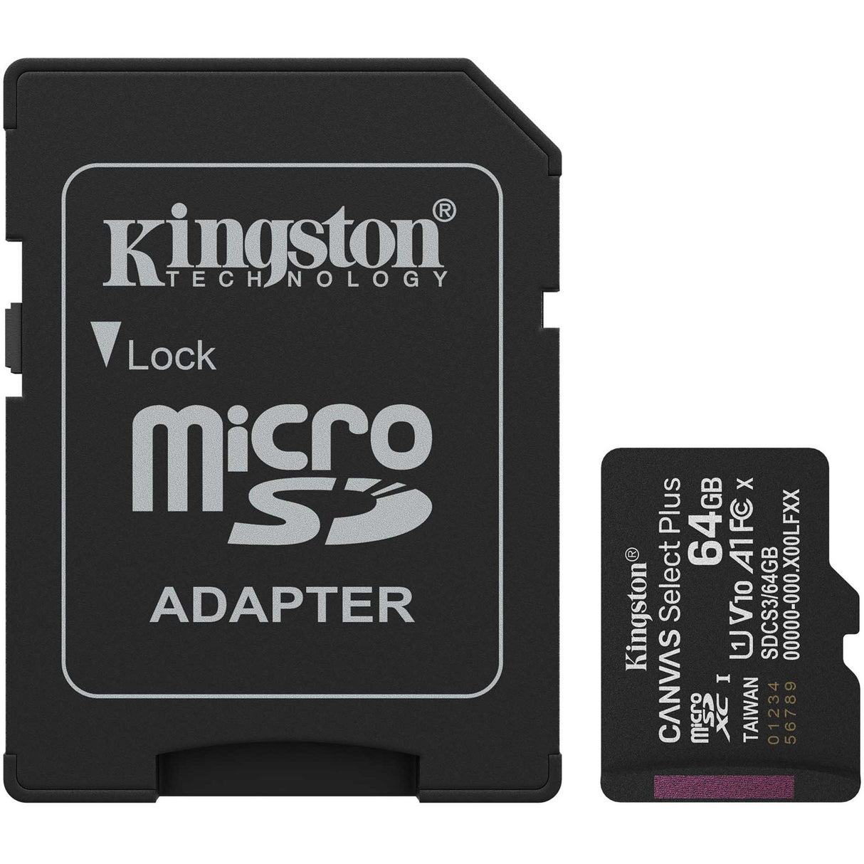 Kingston Canvas Select Plus 64 GB MicroSDXC-hukommelseskort (sort, UHS-I U1, Class 10, V10, inkl. SD-adapter)