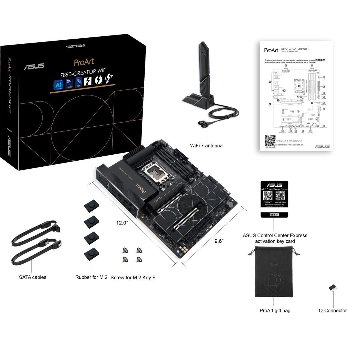 Asus ProArt Z890-Creator WiFi Socket 1851 bundkort (RAID, 2,5 GB-LAN, 10 GB-LAN, Wi-Fi 7, BT, lyd, ATX)