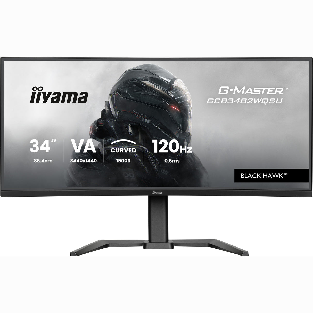 Iiyama G-Master Black Hawk GCB3482WQSU-B1 34 buet Ultrawide Gaming Monitor (sort, 2x HDMI, Display Port, 2x USB-A, USB-B, 2x USB-C, 120 Hz)