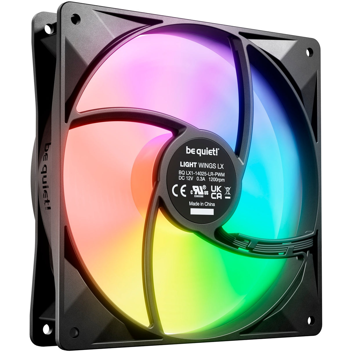 Vær stille! light wings lx pwm rgb kabinet blæsere (sort, 3 stk, 140 x 140 x 25 mm)