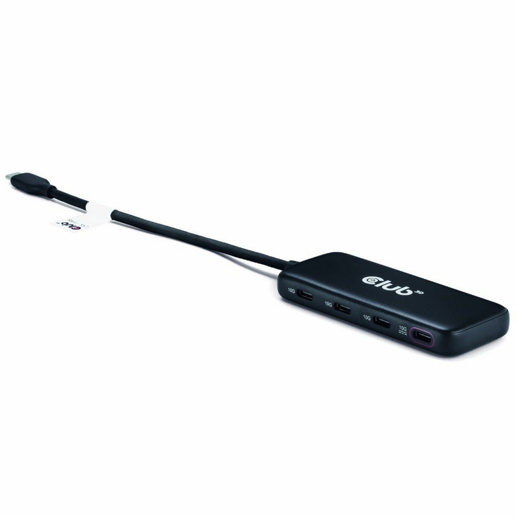Club 3D USB-C 4-ports 10G datahub med PD3.0 USB-hub (sort)