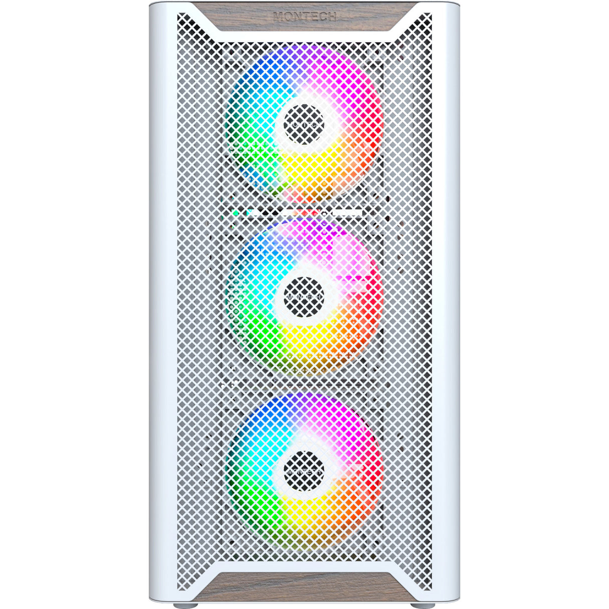 Montech xr wood midi tårnhus (hvid | 1x USB-A | 1x USB-C | RGB | vindue)