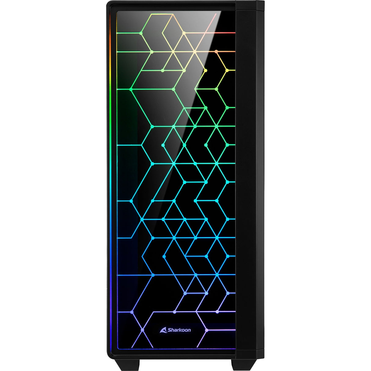 Sharkoon rgb lit 100 midi tårnhus (sort | 3x usb-a | rgb | vindue)