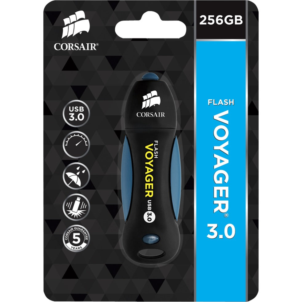 Corsair flash voyager usb 3.0 256 gb usb stick (sort blå, cmfvy3a-256gb)