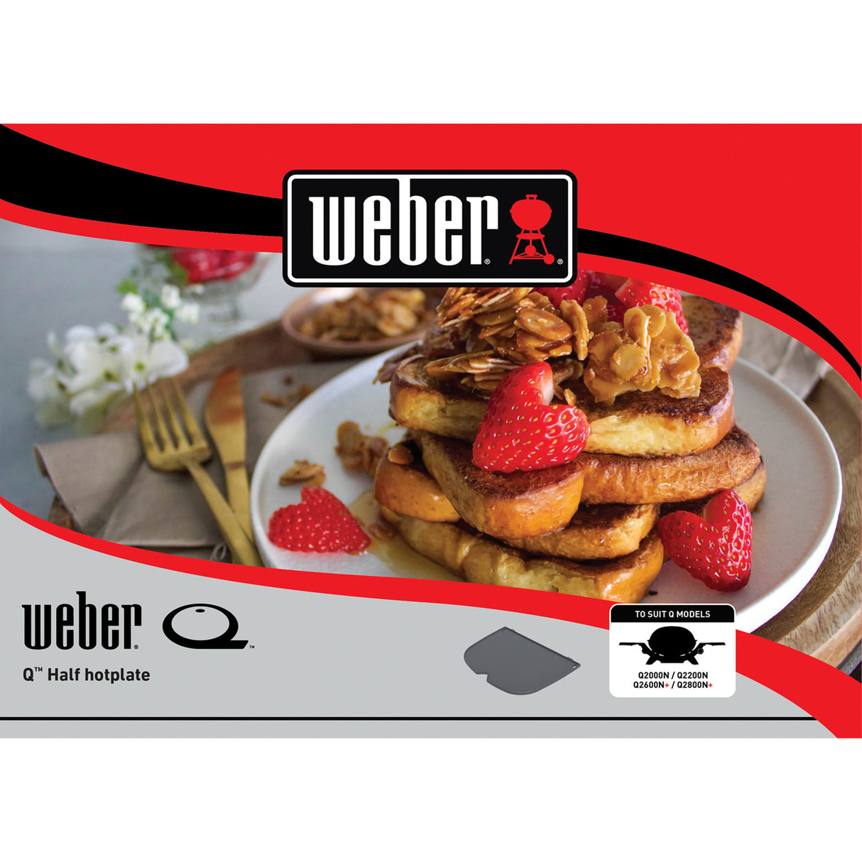 Weber halv planca til q 2100n, q 2200n og q 2800n+ grillplade (sort)