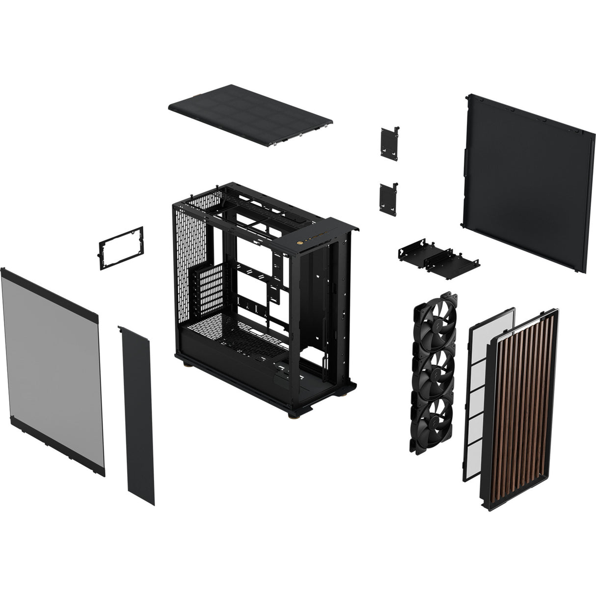 Fractal Design North XL RC Charcoal Black TG Dark Midi Tower Housing (sort træfarve | 2x USB-A | 1x USB-C | hærdet glas)