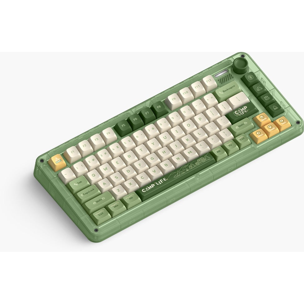 Iqunix zx75 camping trådløst mekanisk tastatur (grøn, us-layout (qwerty), cherry mx brown, 75%, rgb-lysdioder, hot-swappable, double-shot pbt, 2,4ghz | bluetooth 5.1 | usb-c)
