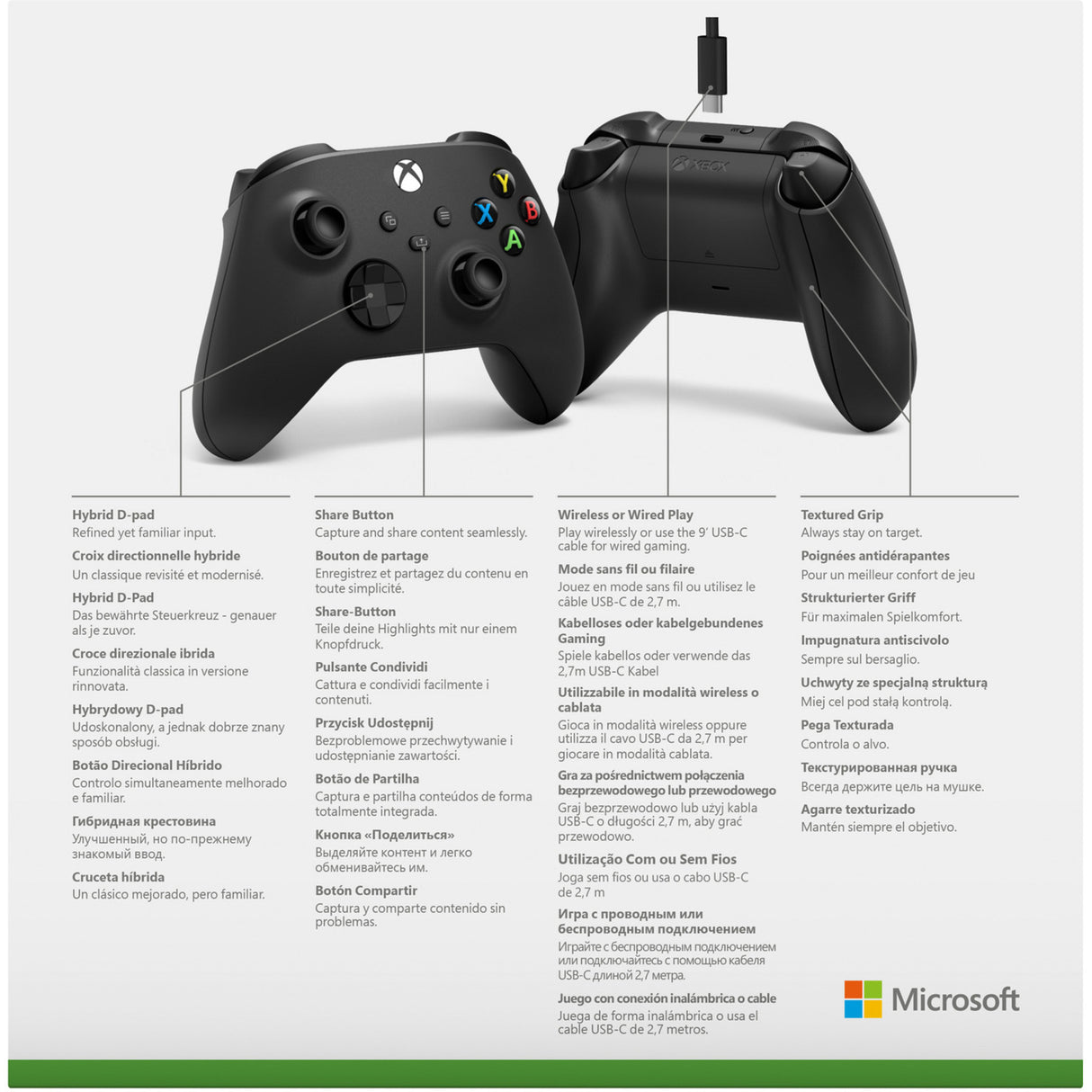 Microsoft Xbox Wireless Controller + USB-C-kabel (sort, inkl. USB-C-kabel | PC, Xbox One, Xbox Series X, Xbox Series S)