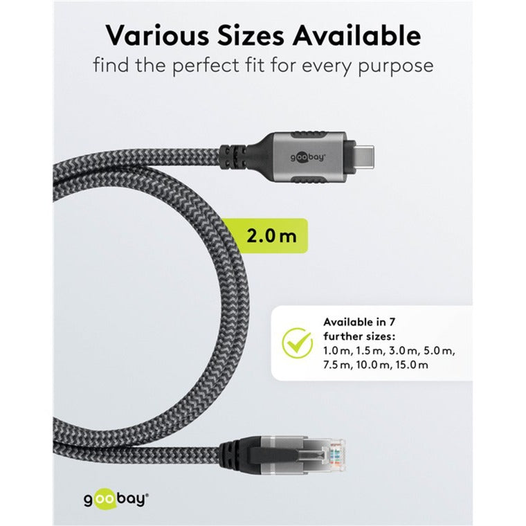 Goobay netværksadapter USB-C 3.2 gen1 til RJ-45 (sort sølv, 2 meter)