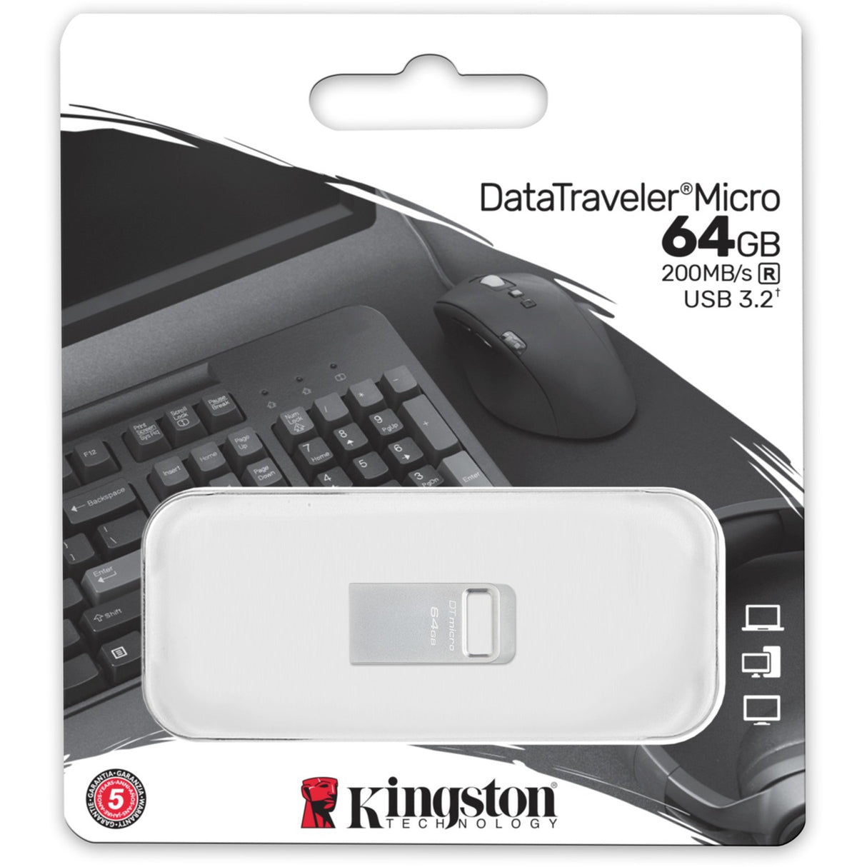 Kingston data traveler micro 64 GB USB stick (sølv, dtmc3g2 64 GB, USB 3.2 gen 1)
