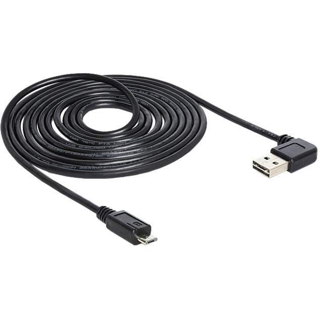Delock USB 2.0 han venstre højre > micro-B, 3 m kabel (sort, 83384)