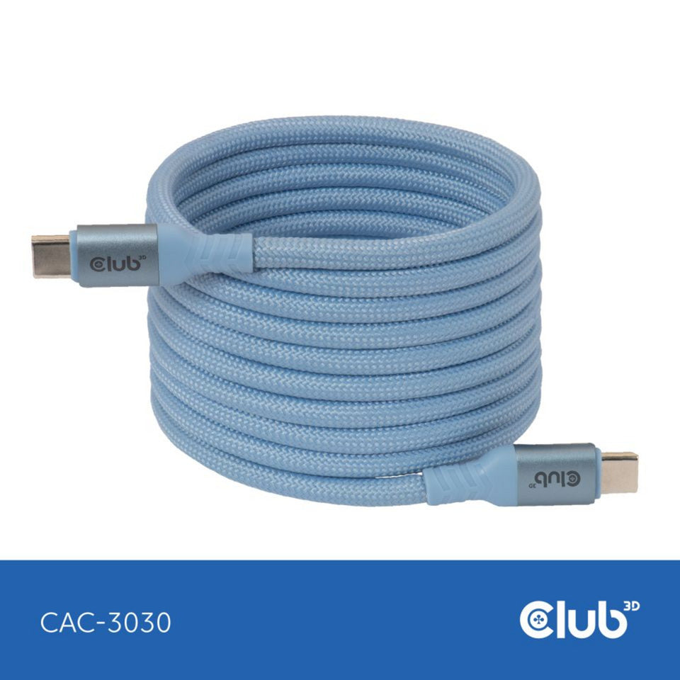 Club 3D USB-C magnetspole 240W PD3.1 blå kabel, 2 meter kabel (blå)