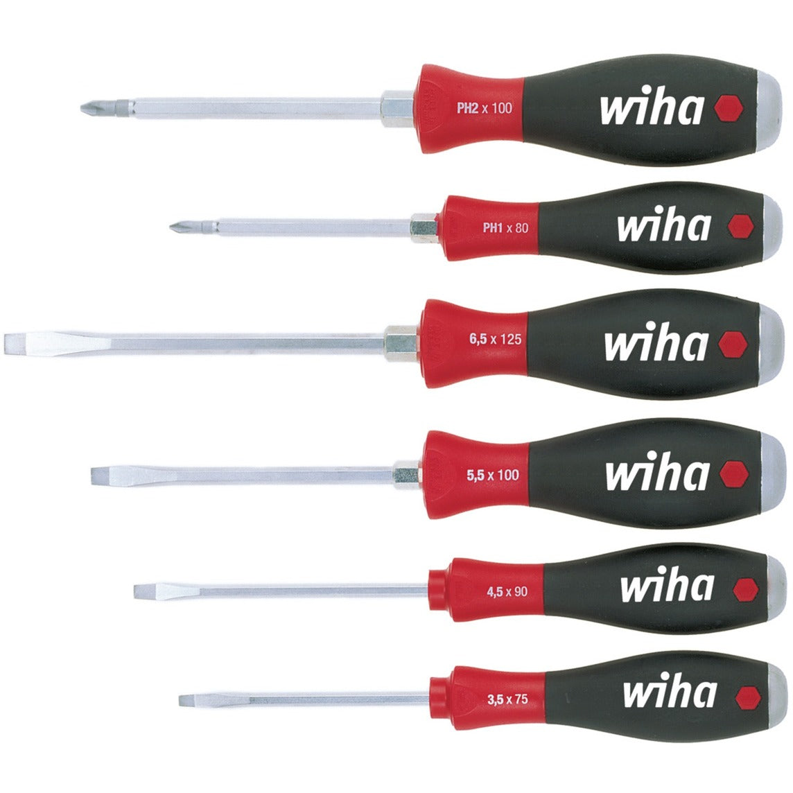 Wiha skruetrækkersæt 530hk6 | 6-delt slot ph | multi-komponent håndtag | 6-sidet klingefastgørelse | 1 stk - 21250