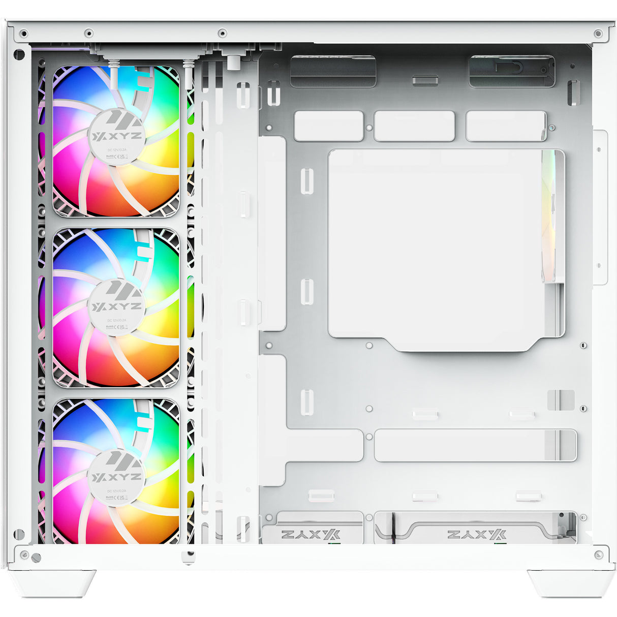 Xyz pc gear tesseract x midi tårnhus (hvid | 2x USB-A | 1x USB-C | hærdet glas)