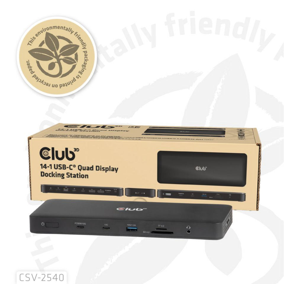 Club 3D 14-1 USB-C Quad Display dockingstation (sort)
