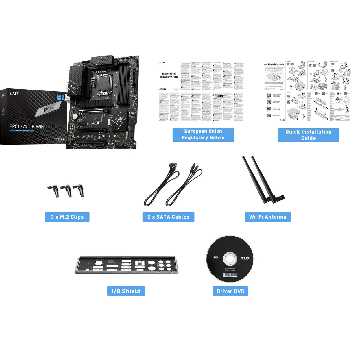 Msi Pro Z790-P WiFi Socket 1700 bundkort (sort, RAID, 2,5 GB-LAN, WiFi 6e, BT, lyd, ATX)