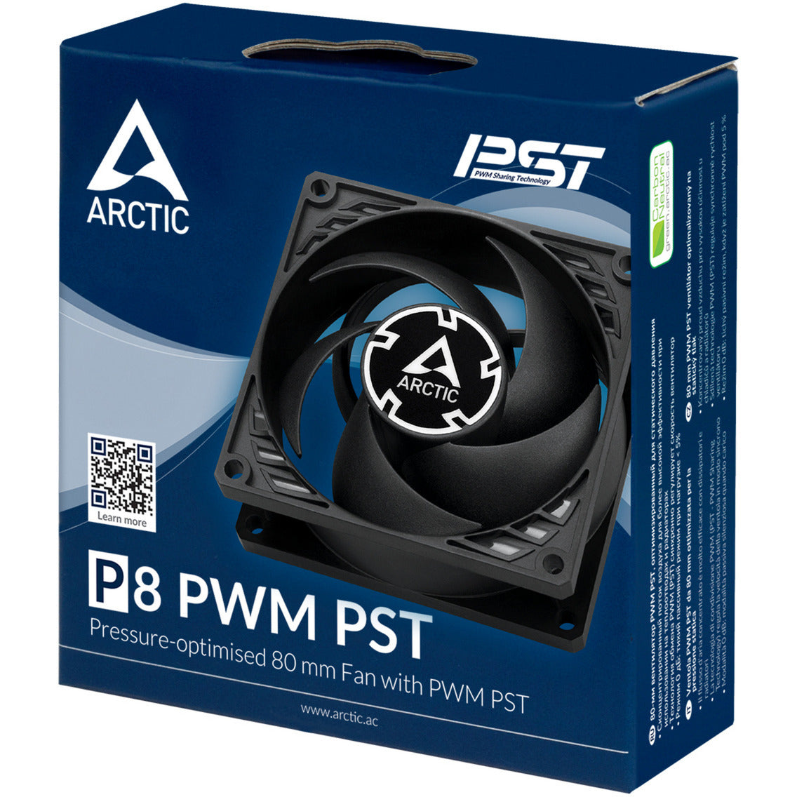 Arctic p8 pwm pst case ventilator (sort, 80 x 80 x 25 mm)