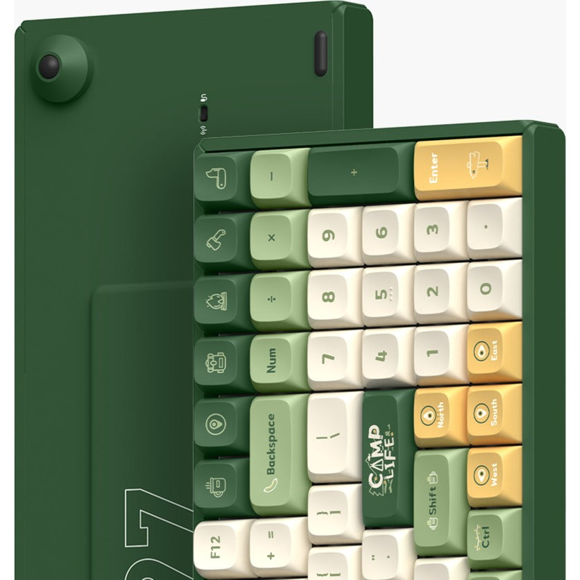 Iqunix f97 camping trådløst mekanisk tastatur (grøn, us-layout (qwerty), cherry mx brown, 96%, rgb-lysdioder, hot-swappable, pbt, 2.4ghz | bluetooth 5.1 | usb-c)