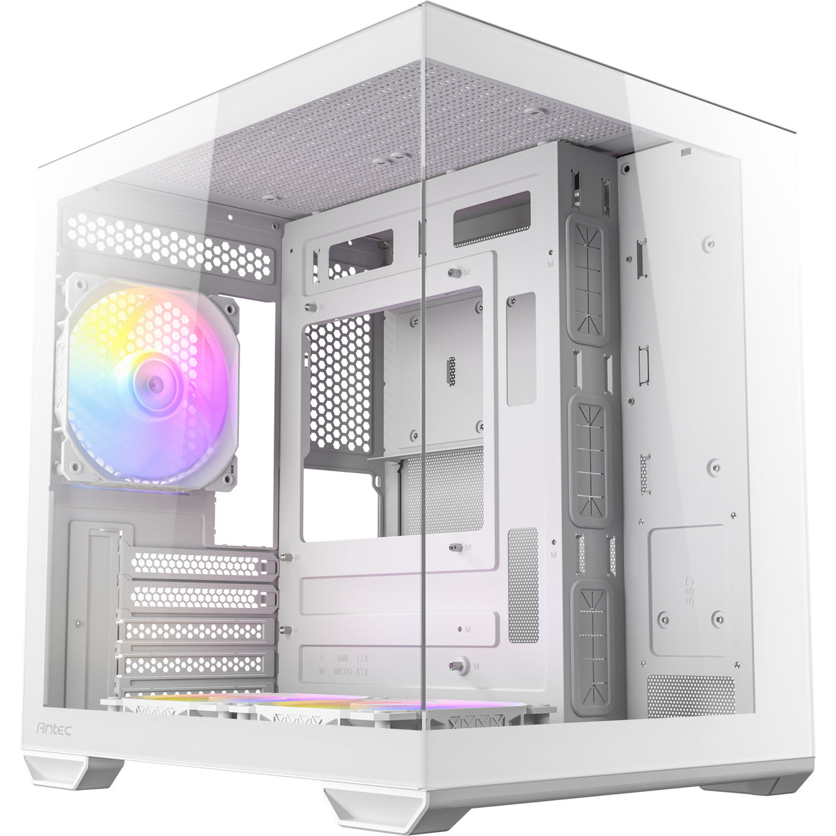 Antec cx60m argb mini tårnhus (hvid | 3x usb-a | rgb | hærdet glas)