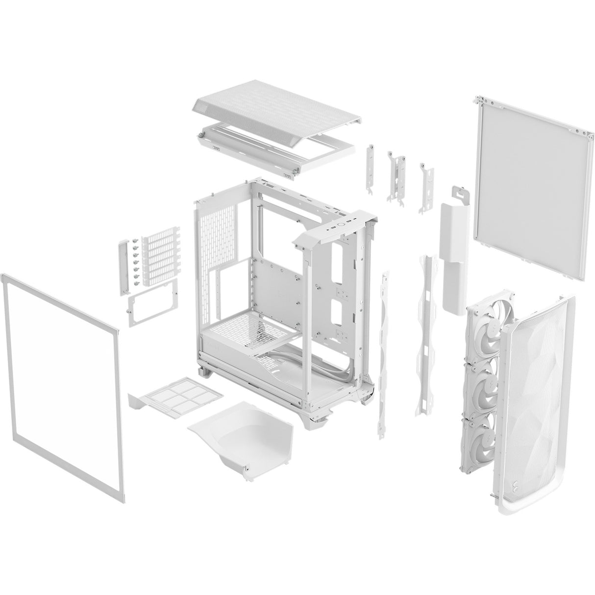 Fractal design meshify 3 midi tårnhus (hvid | 2x USB-A | 1x USB-C | hærdet glas)
