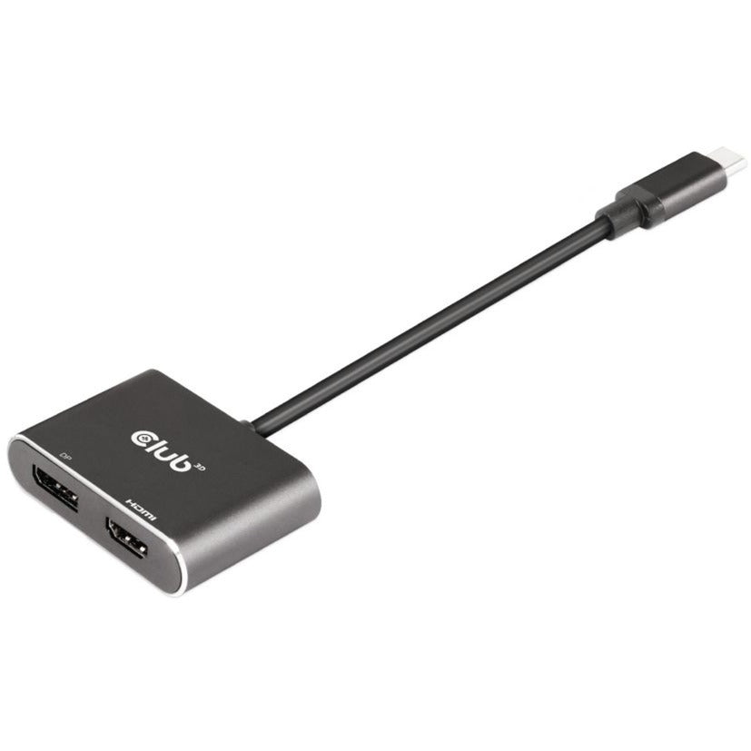 Club 3D MST Hub USB3.2 Gen2 Type-C (DP Alt-Mode) til DisplayPort + HDMI 4K60Hz M-F (sort)