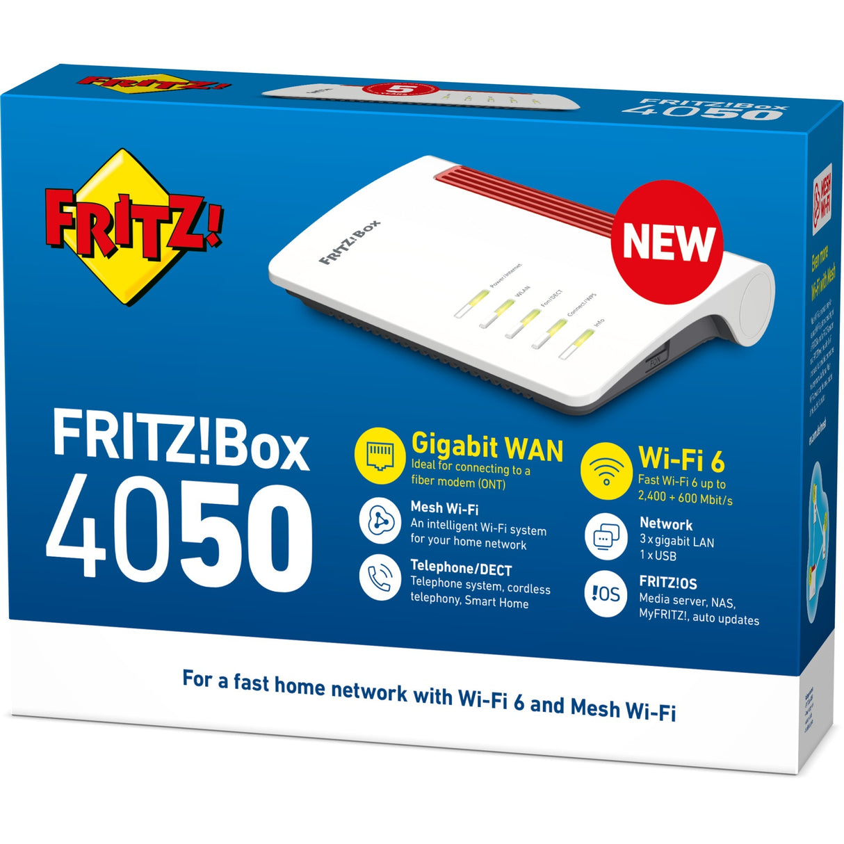 Fritz! box 4050 edition international router (hvid rød, mesh wi-fi)