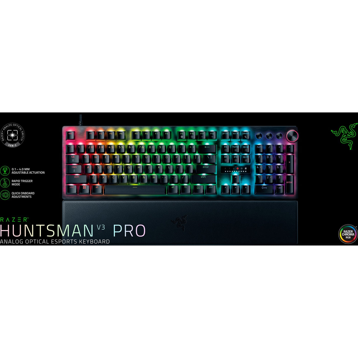 Razer Huntsman V3 Pro RGB mekanisk gaming-tastatur (sort, amerikansk layout (QWERTY), Analog Optical Gen 2, 100 %, Double-Shot PBT)