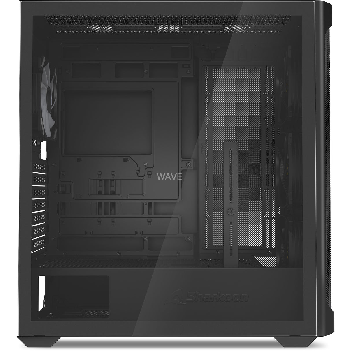 Sharkoon ak4w rgb strip midi tårnhus (sort | 2x usb-a | 1x usb-c | rgb | hærdet glas)