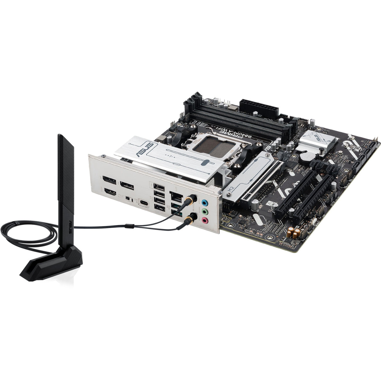 Asus Prime B840m-A Wi-Fi Socket AM5 bundkort (2,5 GB-LAN, Wi-Fi 6e, BT, lyd, µATX)