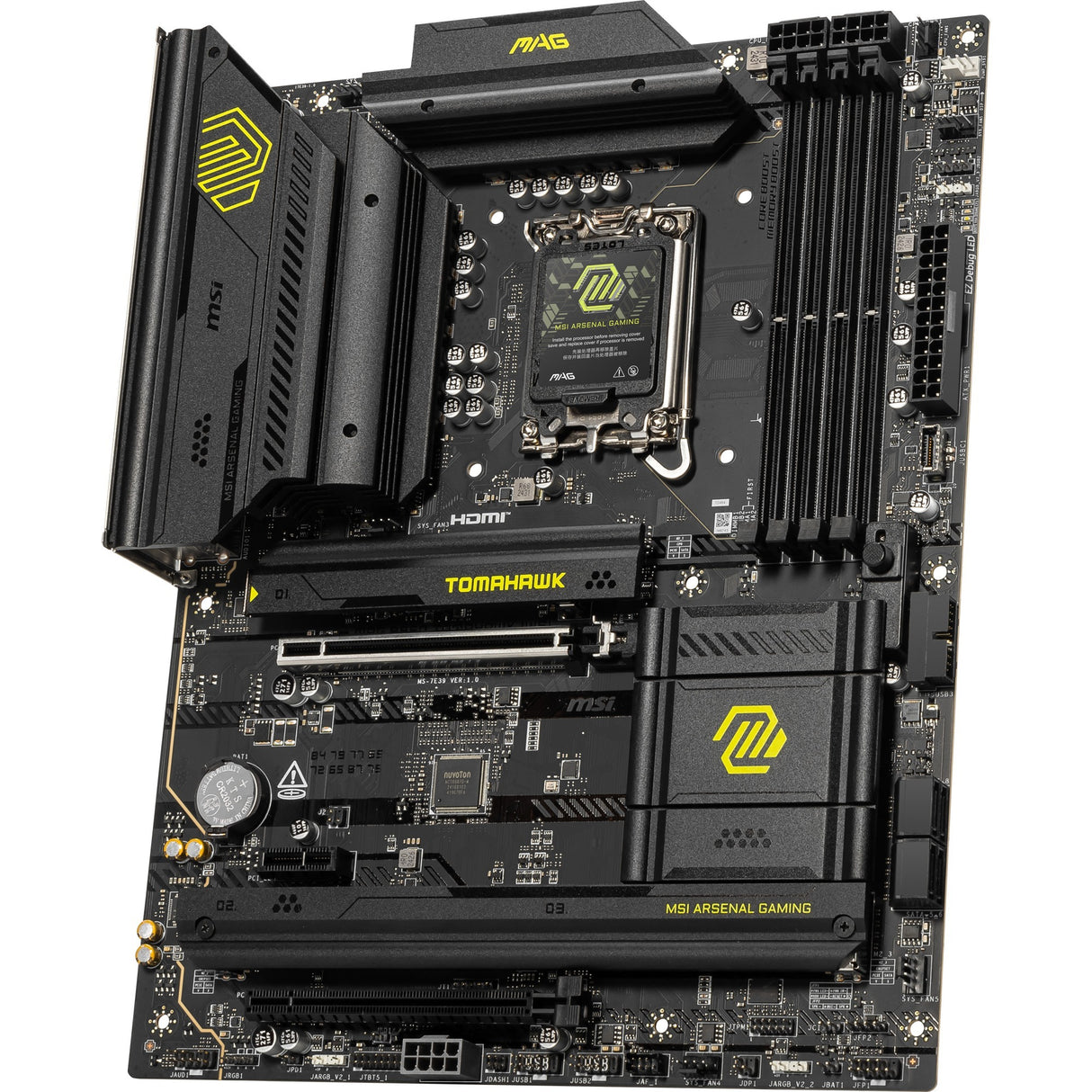 MSI Mag B860 Tomahawk WiFi Socket 1851 bundkort (RAID, 5GB-LAN, WiFi 7, BT, lyd, ATX)