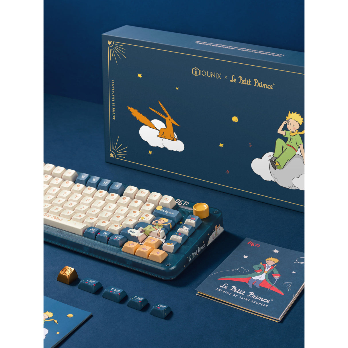 Iqunix zx75 sky støder på trådløst mekanisk tastatur (blåt, us-layout (qwerty), iqunix little prince, 75%, rgb-lysdioder, hot-swappable, double-shot pbt, 2,4ghz | bluetooth 5.1 | usb-c)