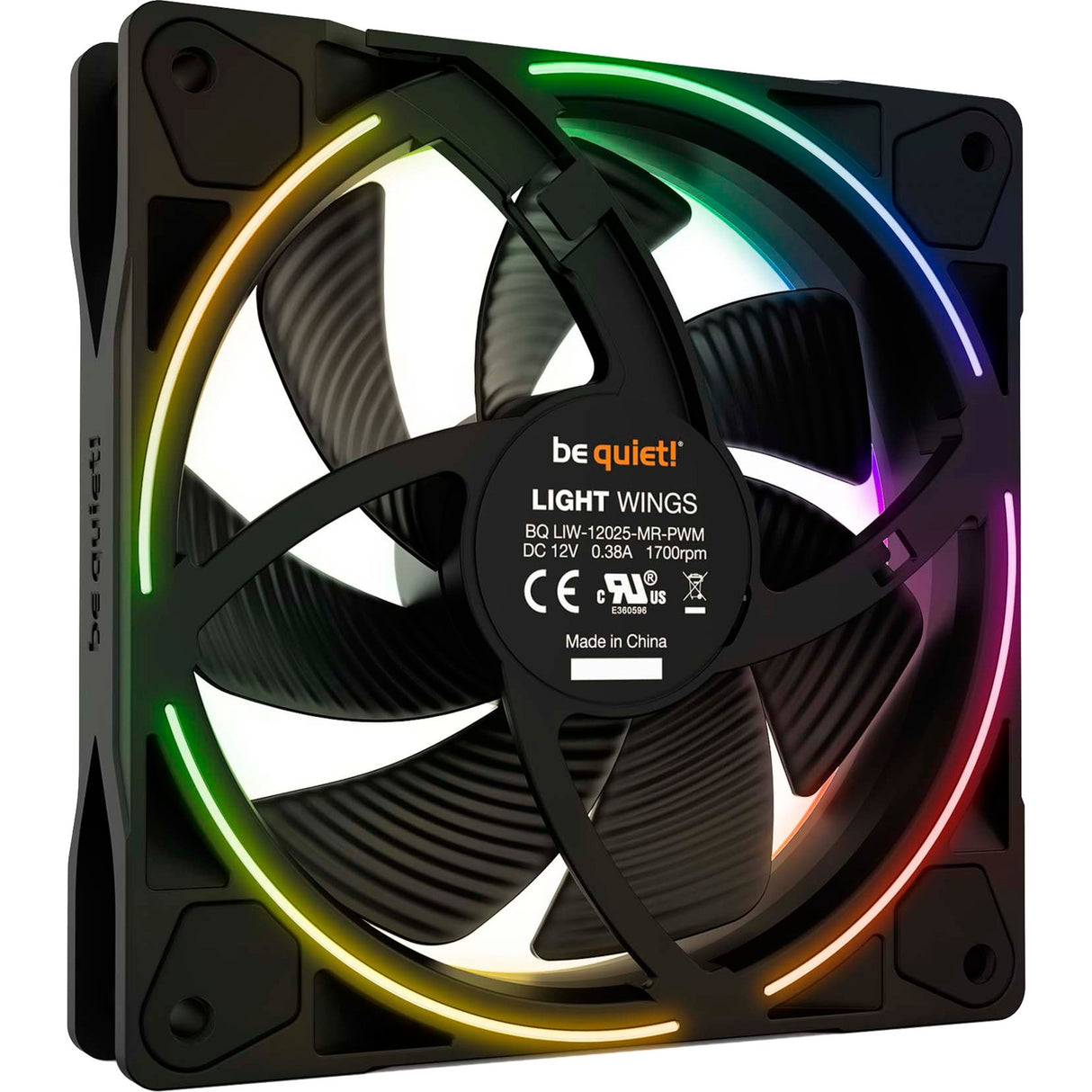 Vær stille! light wings pwm rgb kabinet blæsere (sort, 3 stk, 120 x 120 x 25 mm)