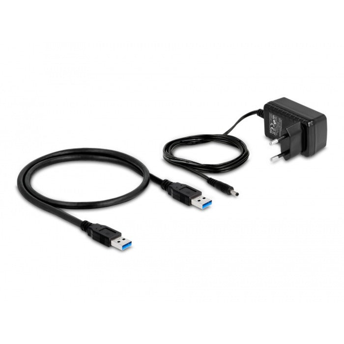 Delock USB-hub 10 Gbps med 4 USB-A + 1 hurtigopladningsport (grå, inkl. strømforsyning)
