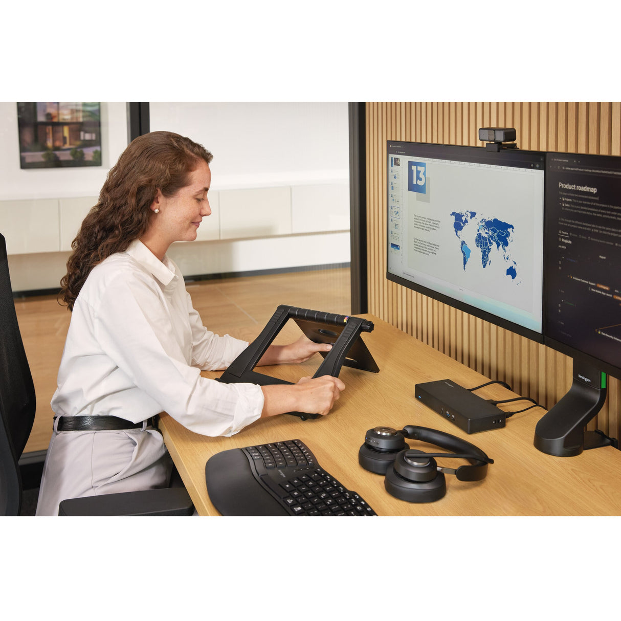 Kensington pro fit ergo kb675 eq tkl genopladeligt tastatur (sort, eu-layout (qwerty), membran, 80% (tkl), bluetooth, 2,4 ghz)