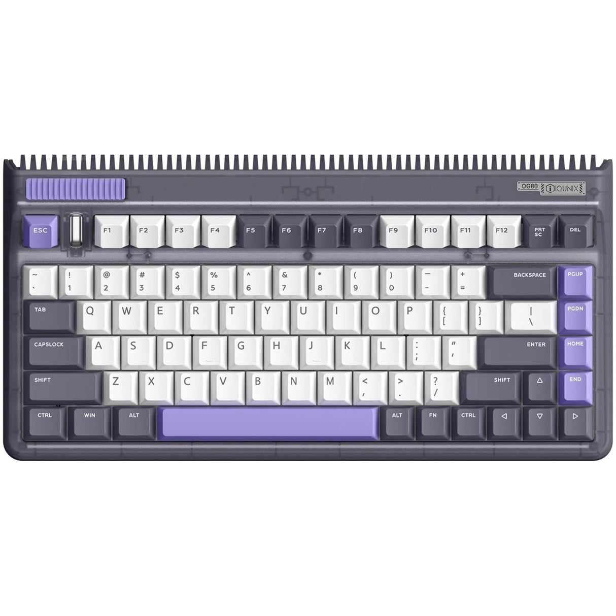 Iqunix og80 lavandin trådløst mekanisk tastatur (lavendel, us-layout (qwerty), cherry mx brown, 80% (tkl), hot-swappable, pbt, 2.4ghz | bluetooth 5.1 | usb-c)
